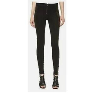 Alice + Olivia 2 Suede Leather Pants Y2K Front Zip Skinny Stretch Leggings